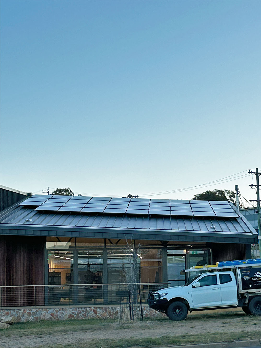 Looking towards the solar panels at Jindabyne Library